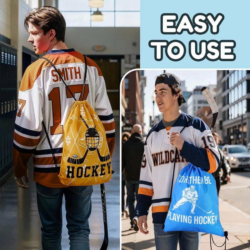 SilTriangle 24 Pcs Hockey Drawstring Bags Bulk 16 x 14 Inch Lightweight Sports Sack with Adjustable String Closure Gift Bags for Hockey Player Party Favors & Goodie for Sport Theme Event & Celebration - Image 3